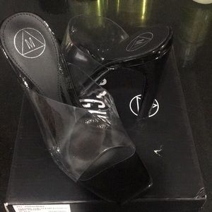 Square Toe Clear Illusion Heel Patent